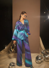 Aurora shirt in blue cosmic wave