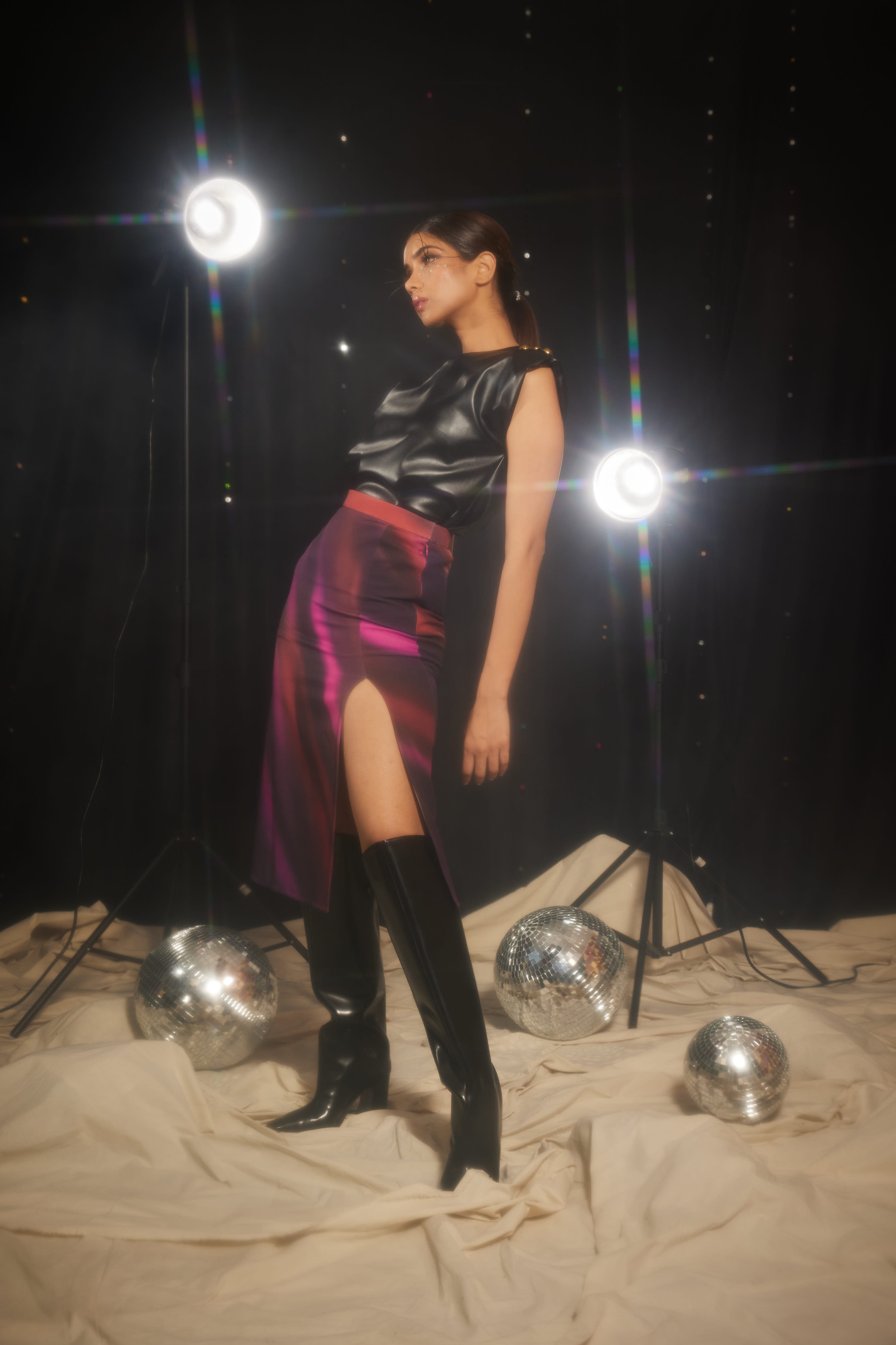 Leo faux leather top