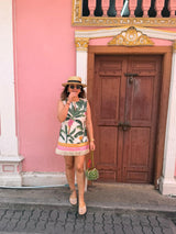 Cream banana sleeveless dress