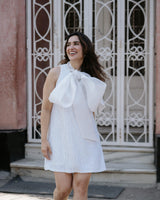 Urmi in White Sequin Bow Dress