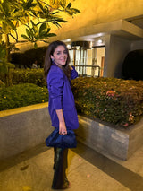 Isha Multani in oil slick pants & blazer set